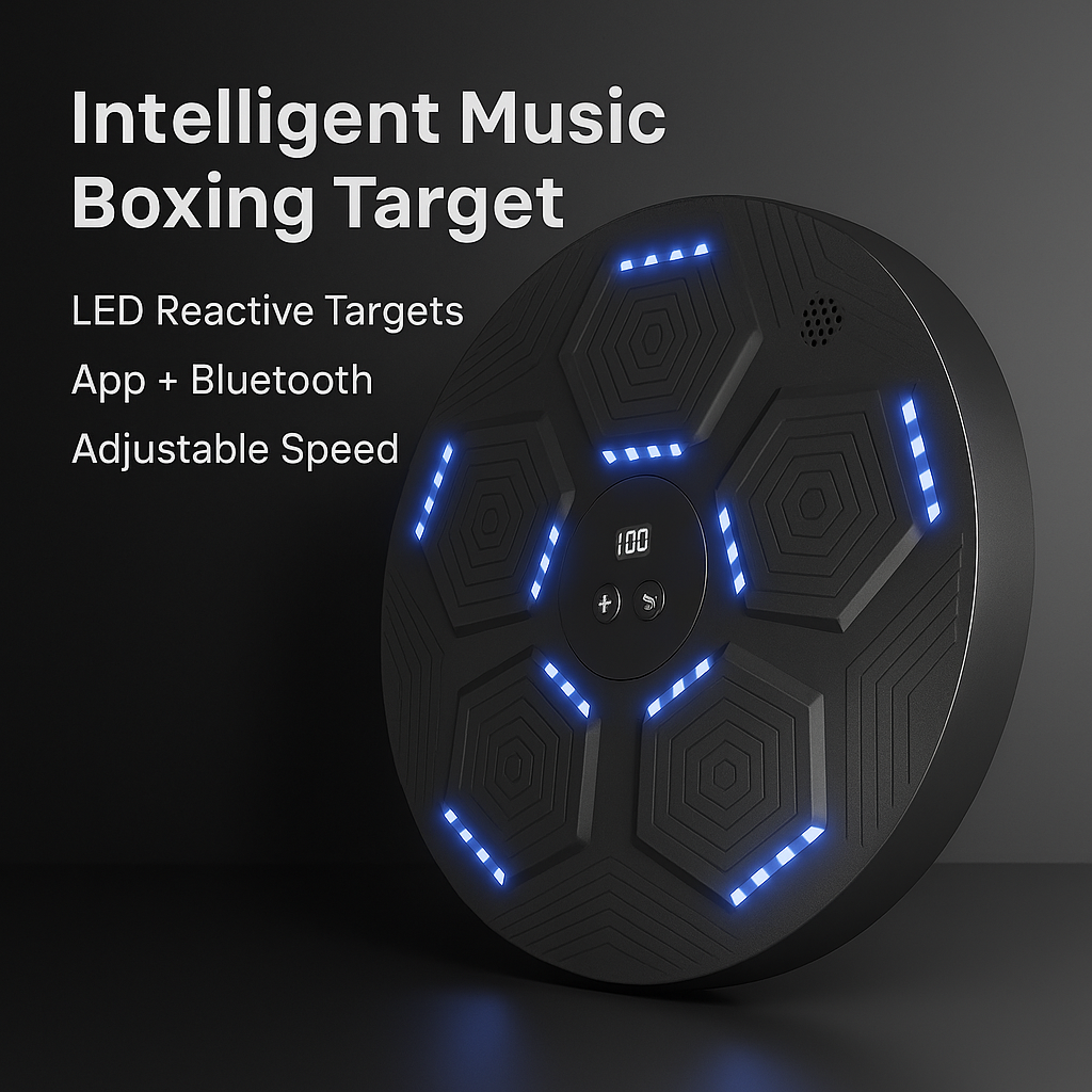 Smart Boxing Trainer with LED Reflex Lights & Bluetooth Music
