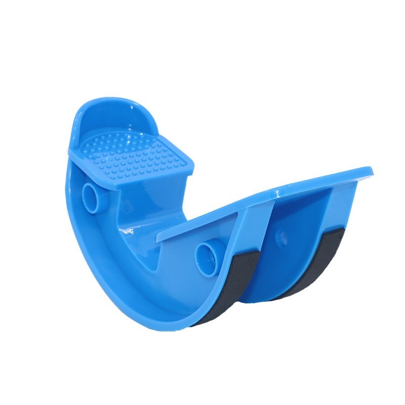 MotionHaus foot stretcher and rocker calf ankle stretch board for Achilles tendonitis and muscle massage, used for yoga and fitness.