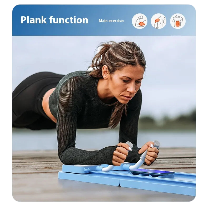 Alpha Fitness Group multifunctional fitness board with various exercise surfaces and adjustable features for versatile workouts.