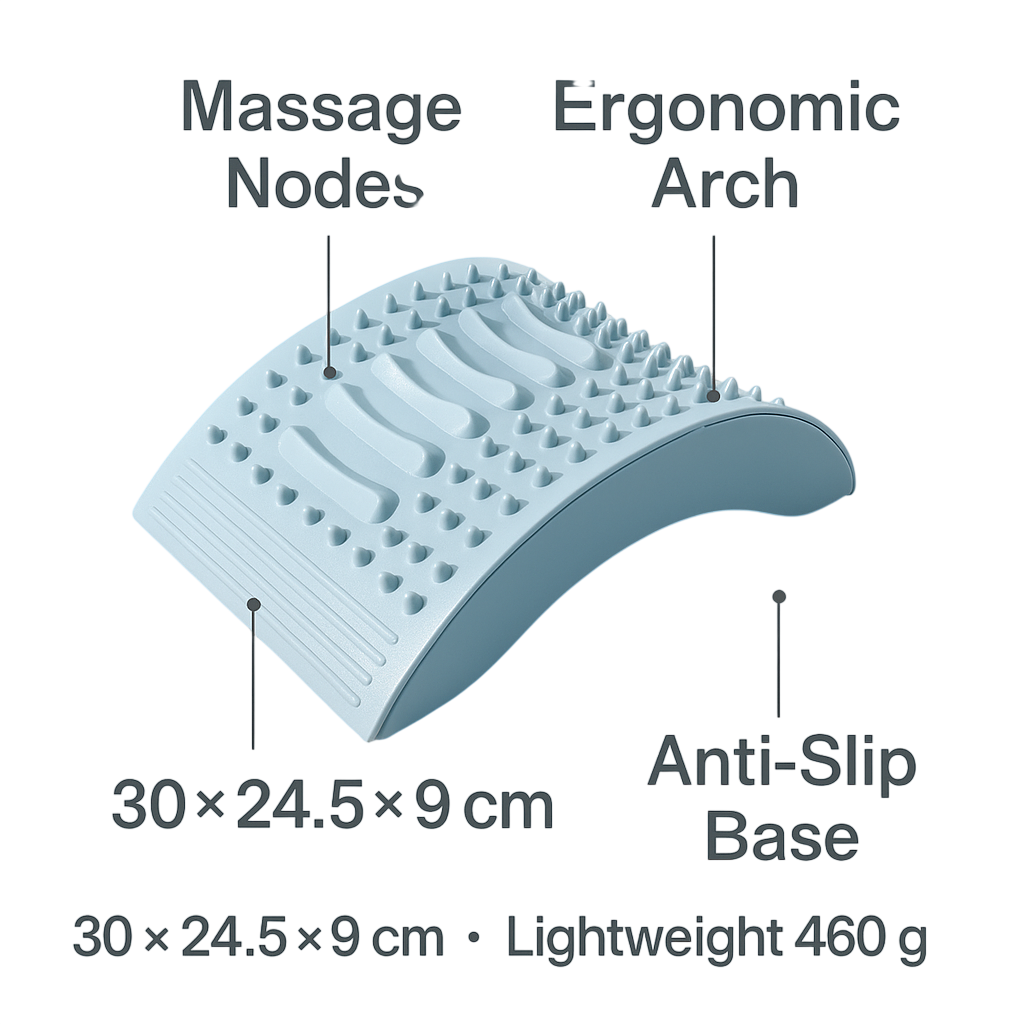 Back stretching mat from My Store designed for lower back pain relief, featuring cushioned surface for comfortable stretches.