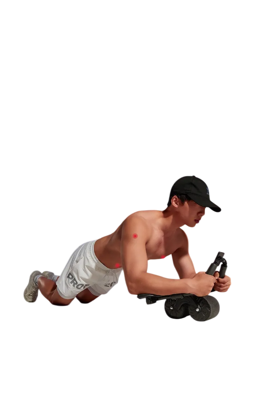 MotionHaus automatic rebound abdominal wheel for core workouts, featuring sturdy handles and smooth rolling mechanism.