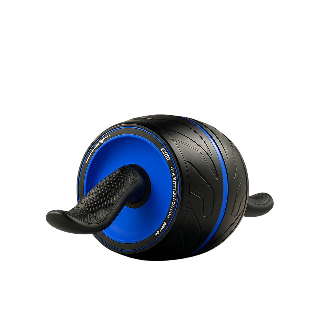 Automatic rebound ab roller wheel for core workouts, featuring a compact design with handles and cushioned grip for stability.