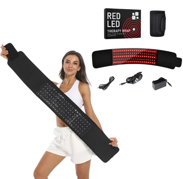 MotionHaus LED Infrared Belt Therapy Device showing a black belt with LED lights designed for infrared therapy use