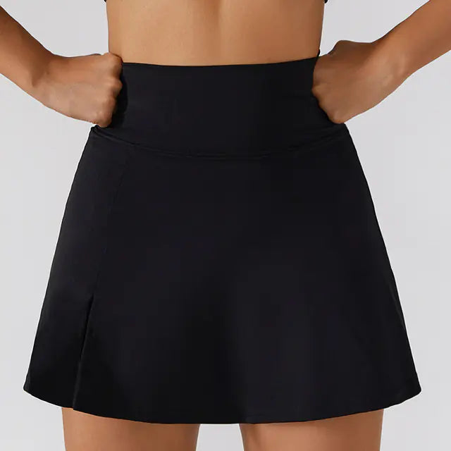 Women's Athletic Tennis Skirt with Built-In Shorts